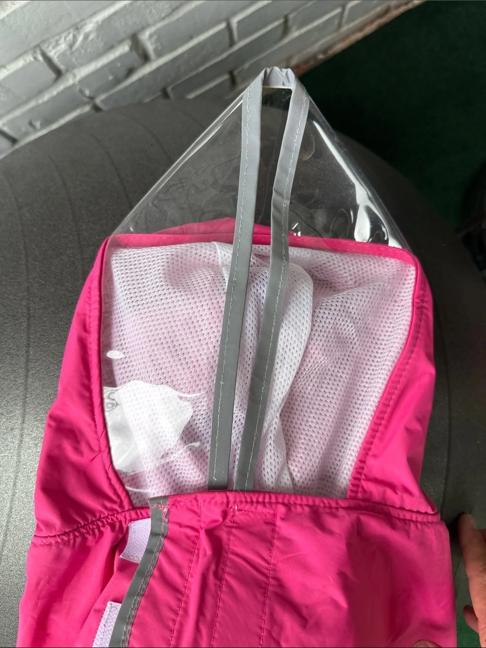 Waterproof Pink Dog Raincoat with Hood - Brand built in storage pocket